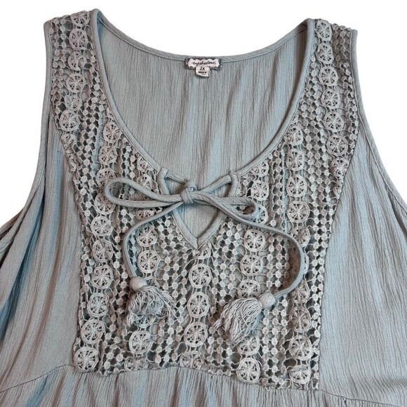 Eyeshadow Blouse Womens 2X Light Blue Cottagecore Tassels Fairy Lace Peplum Tank - Picture 5 of 10